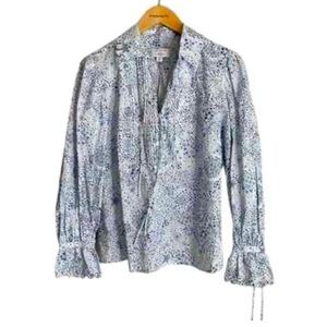 J. Crew x Liberty London Adeladja Stars Fabric, LS Blouse, Career, Fun Vibrant M